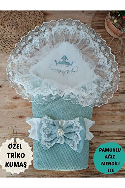 Tomuycuk Baby Outer Swaddle Blanket Knitwear Lace Veiled Baby Swaddle Hospital Exit Newborn Gift