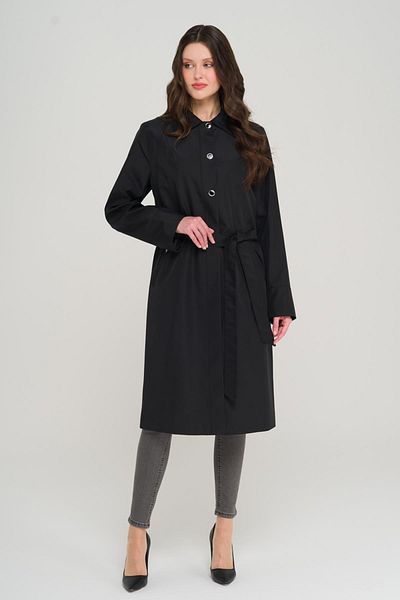 Olcay Shirt Collar Metal Accessory Large Size Trench Coat Black 4304