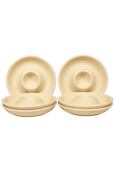 Cesiro Set 6 suporturi de oua, model farfurie, Cesiro Accesorii servire, Ø 12 cm, Crem Luminos