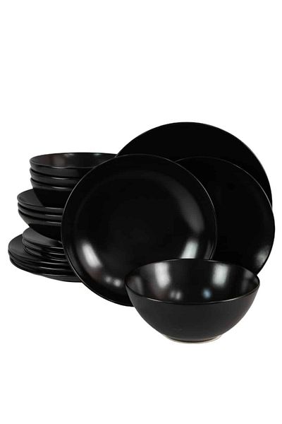 Cesiro 16-piece plate set, for 4 people, Night, Cesiro, Matte Black