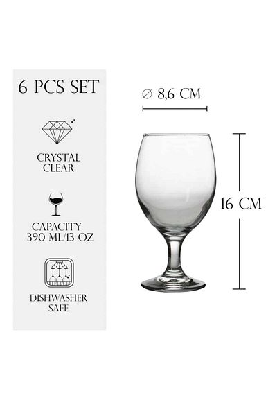 Cesiro Set of 6 glass stemmed glasses, 385 ml, Cesiro