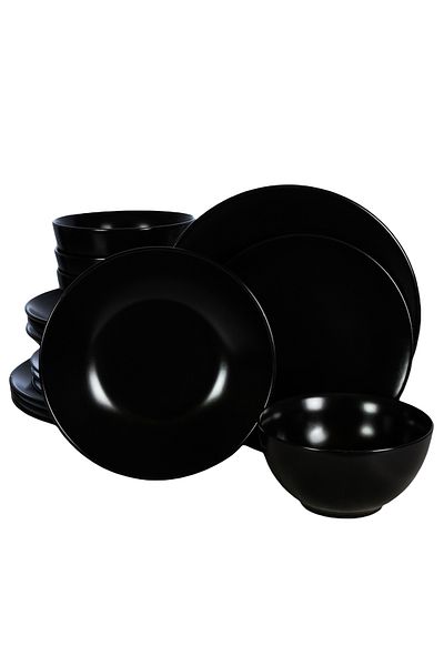 Cesiro 16-piece plate set, for 4 people, Abyss, Cesiro, Matte Black