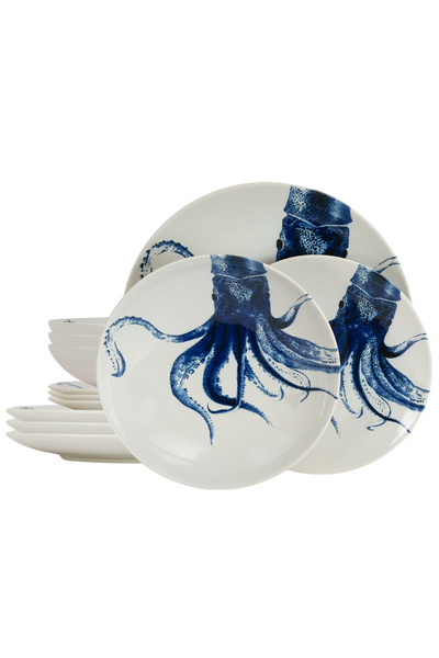 Cesiro 12-piece plate set, for 4 people, Dance of the Tentacles, Cesiro, Whit...