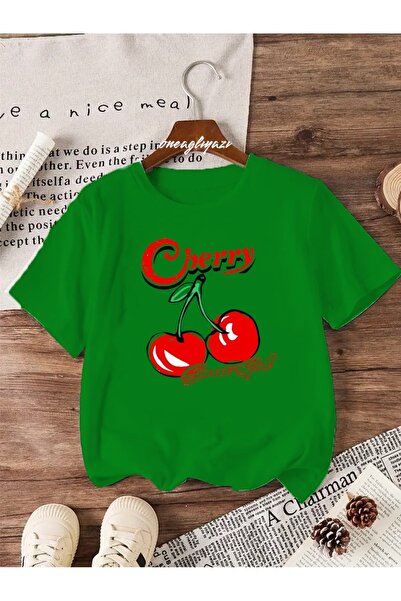 oneagılyazı Dječja majica sa širokim krojem i printom trešnje