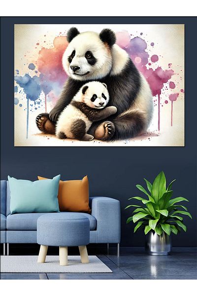 Tablomega Mother And Baby Panda Love Διακοσμητικός Καμβάς - Ξύλινος Πίνακας MDF