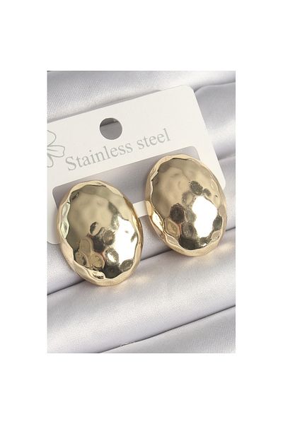 Skygo Brass Gold Color Embroidered Oval Model Women Earrings Tj-Bkp10255