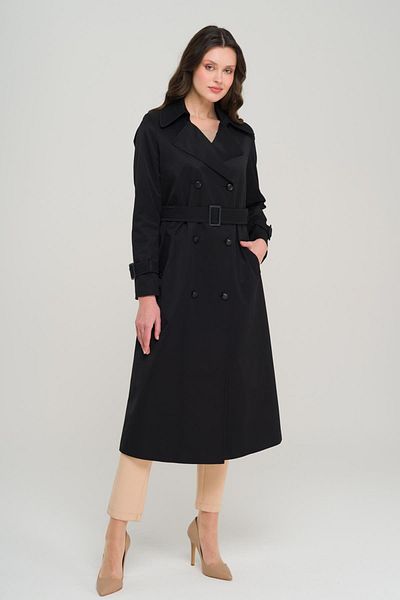 Olcay Black Trench Coat 6703 - Detailed Stitching and Double Breasted Water Repellent Features