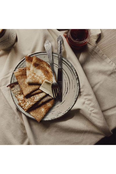 Cesiro Set of 6 dessert plates, 20 cm, Stone, Cesiro, Made in Romania, Ivory White with brown lines