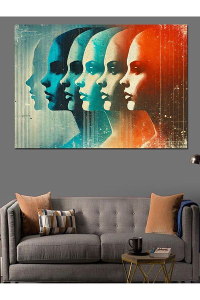 Tablomega Abstract Blue Faces Διακοσμητικός Καμβάς - Ξύλινος Πίνακας MDF
