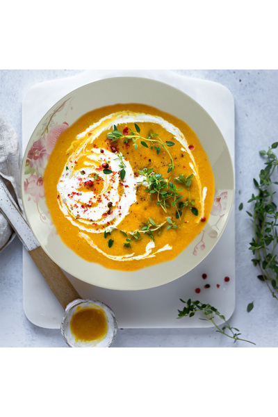 Cesiro Set of 4 deep plates 20 cm x 280 ml for 4 people Ivoire with orchids