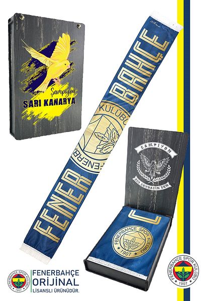 Fenerbahçe Γνήσιο άδειο Canım Feda Olsun Σάλι Καναρίνι με στάμπα με ξύλινο κουτί
