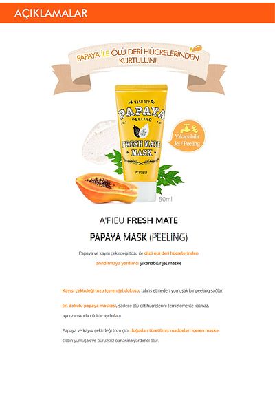 Missha تقشير وتنعيم بخلاصة البابايا 50 مل قناع A'pieu Fresh Mate