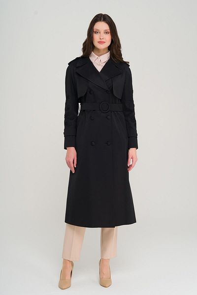 Olcay Premium Trench Coat with Beads on the Sleeves and Embroidery Detail Water Repellent Black 6688