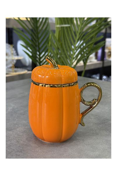 ACAR Orange Porcelain Luxury Mug with Lid