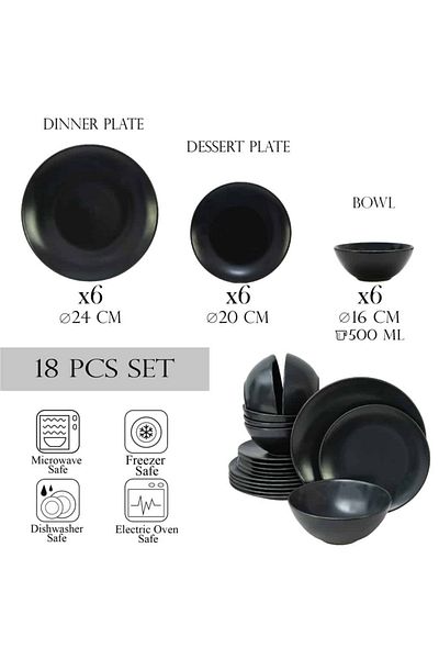 Cesiro 18-piece plate set, for 6 people, Anthracite, Cesiro, Matt Anthracite Grey