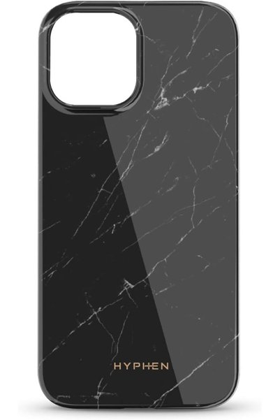 HYPHEN LUXE Marble Case Compatible With iPhone 13 (| Black Solid) -Wireless Charging Technology