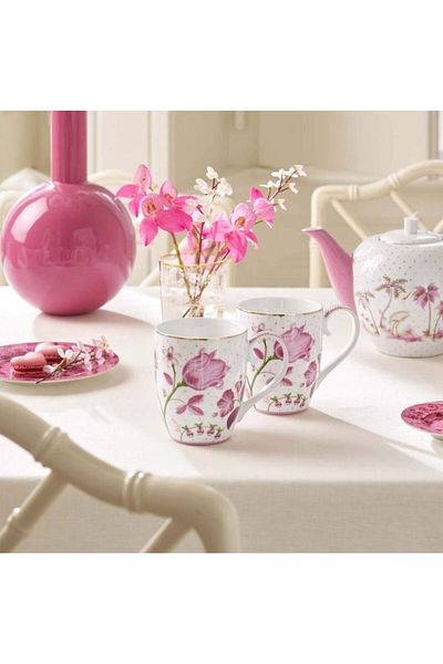 Pip Studio Set of 2 Mugs, Porcelain, Tulip Pink, 450 Ml, Jolie Collection