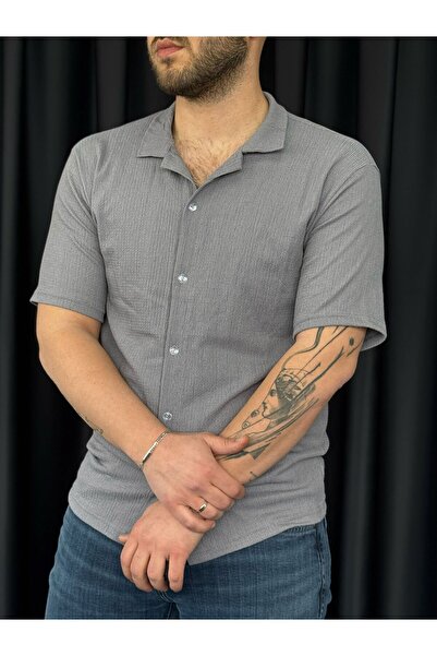 Altamira Ανδρικό κοντομάνικο πουκάμισο Smoke Grey