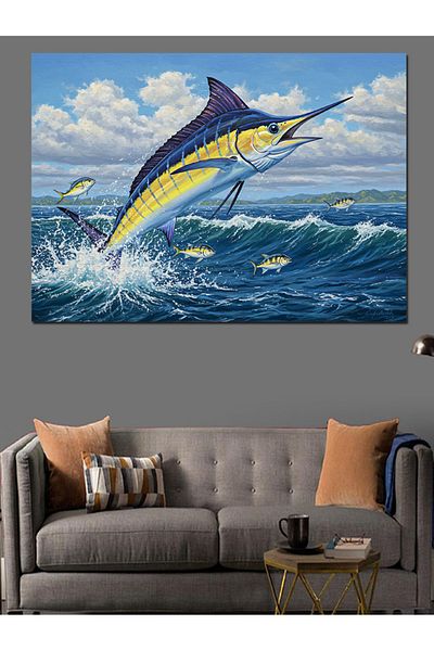 Tablomega Pânză decorativă Swordfish în mare - Lemn MDF