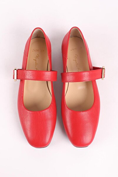 Hayati Arman Women's Genuine Leather Top Banded Babet Red