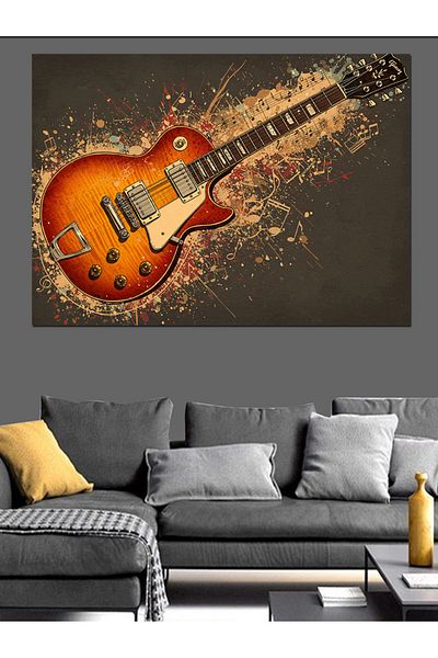 Tablomega Pânză decorativă cu artă pentru chitară retro - MDF Lemn