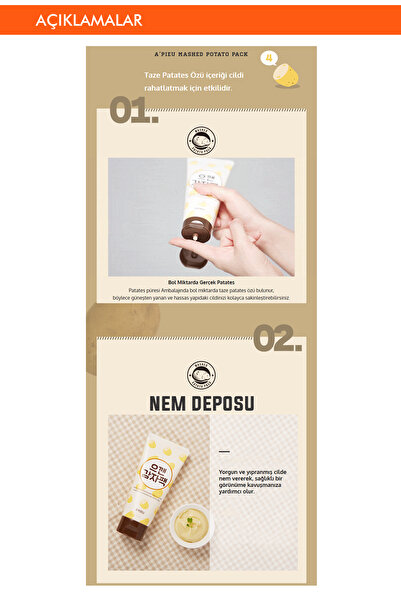 Missha Güneşten Kaynaklı Yıpranmış Ciltler İçin Nemlendirici Uyku Maskesi A'PIEU Mashed Potato Pack