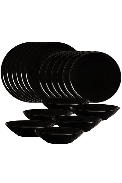 Cesiro 18-piece plate set, for 6 people, Abyss, Cesiro, Glossy Black