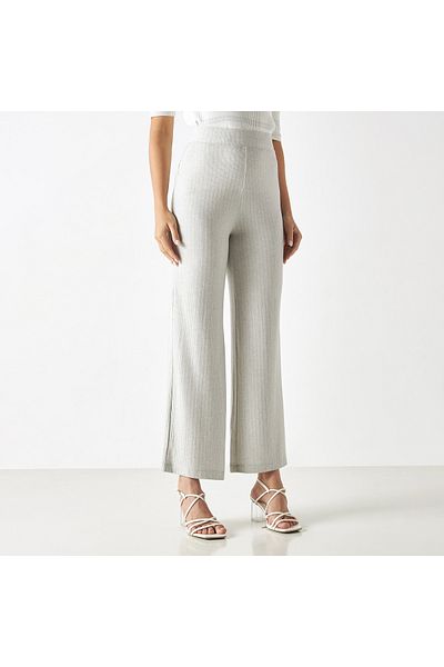 FAV Textured Wide Leg Pants with Elasticated Waistband
