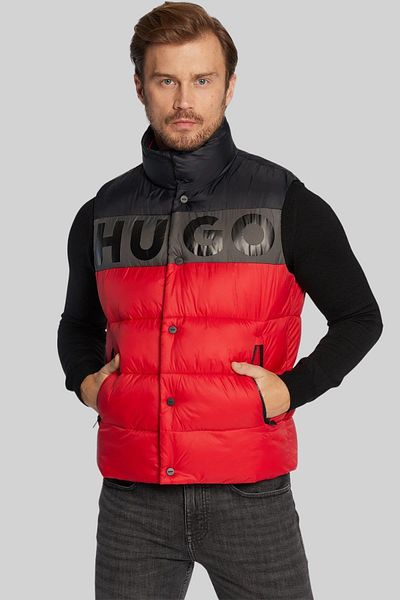 HUGO Color Block Stand Collar Slim Fit Puffer Vest Men's Vest 50474640 693