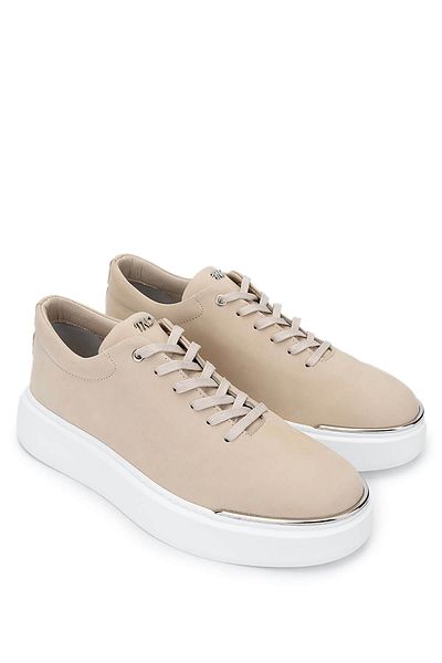 Tamer Tanca Men's Genuine Leather Beige Sneakers & Sports Shoes