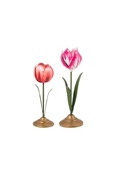 Pip Studio Set 2 Suporturi, Din Metal, , Lalele 21 Și 26 Cm, Pink, Colecția Others