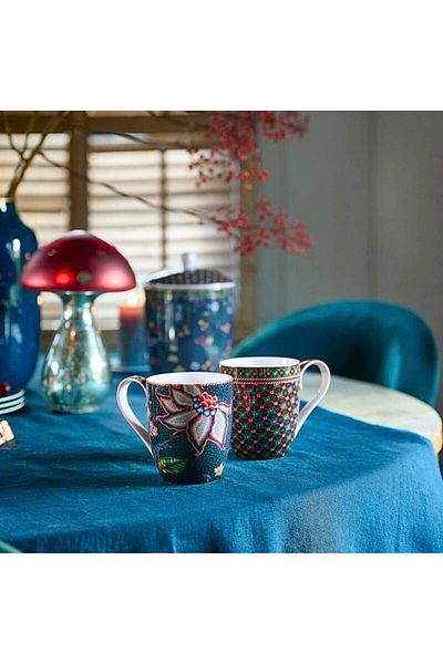 Pip Studio Cană porțelan, Pip Studio, Blue, 450ml, colecția Berry Blues