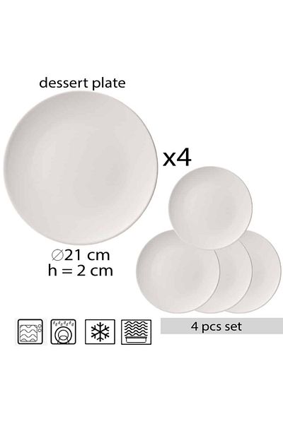Cesiro Taste Elegance: Set of 4 dessert plates 20 cm Matt White