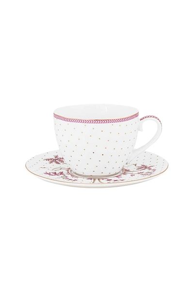 Pip Studio Cană espresso cu farfurioară, Pip Studio, Dots Gold Pink, 280 ml, colecția Jolie