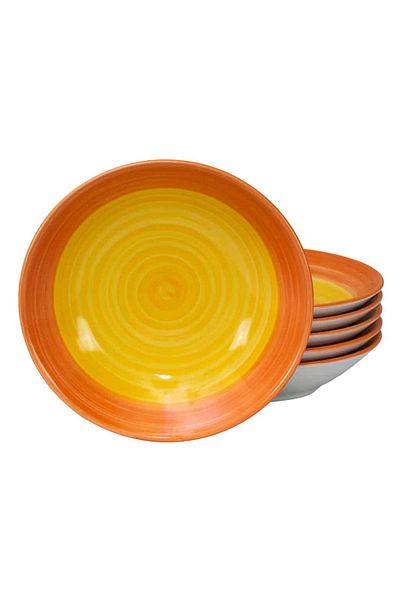 Cesiro Set of 6 deep plates White with yellow spiral, 21 cm