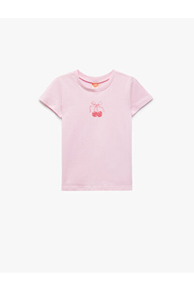 Koton Βαμβακερό Σετ με 3 μπλουζάκια με στάμπα κεράσι και φιόγκο