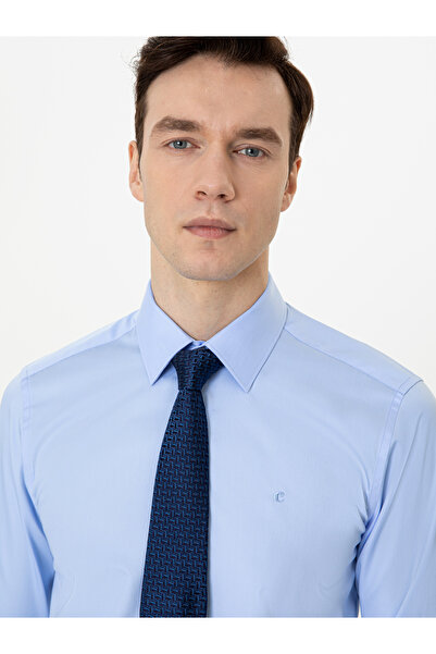 Cacharel Mavi Slim Fit %100 Pamuk Klasik Yaka Basic Gömlek 50250885-VR036