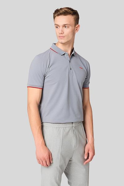 HUGO Slim Fit Polo Neck Men's T-Shirt Gray