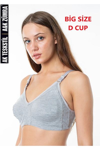 A&K ZÜMRA Women's Wire-Free Non-Support Combed Cotton Gathering Bra D Cap