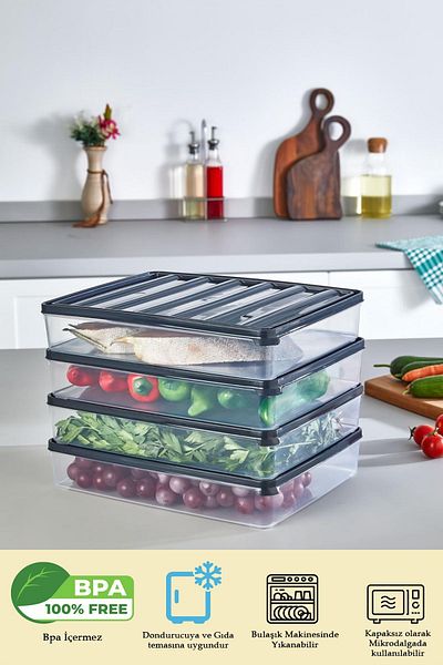 safestore 3 Pieces 2500 ml Refrigerator Freezer Organizer and Storage Container
