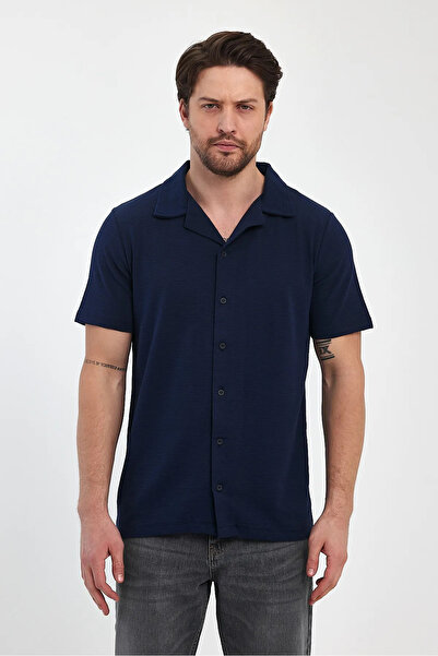 Rodi Jeans Erkek Lacivert Rahat Kalıp Ottoman Kumaş Pamuklu Apaş Yaka Gömlek ...