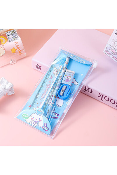 Livava Cinnamoroll Kırtasiye Seti, Mavi, Cetvel, Kurşun Kalem, Kalemtıraş, Silgi