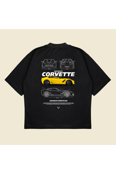 PURE POWER Chevrolet Corvette με τύπωμα oversized Unisex βαμβακερό μπλουζάκι ...