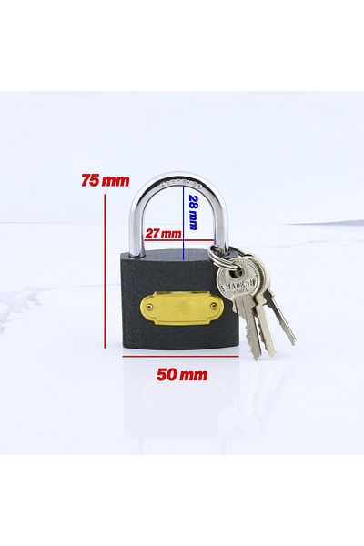NZB 50 mm 3 Keys Grey Color Door and Chest Lock Tosba Lock