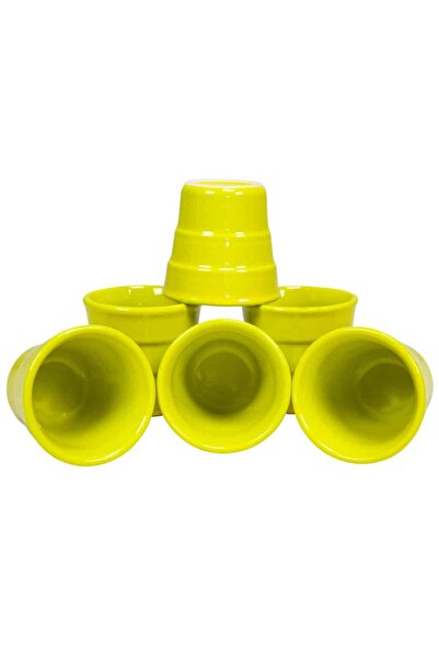 Cesiro Set 6 pahare de 90 ml cu model Verde Neon, Cesiro