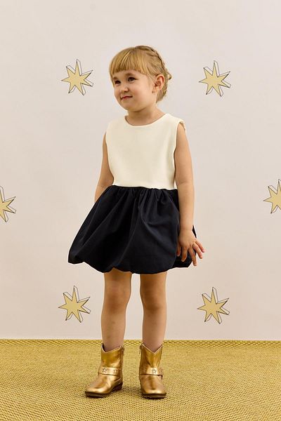 Fahhar Kids Navy Blue Sleeveless Balloon Dress