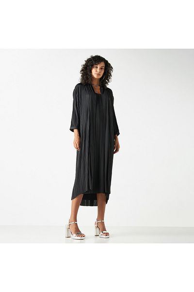 FAV Textured Shift Dress with Long Sleeves Shrug