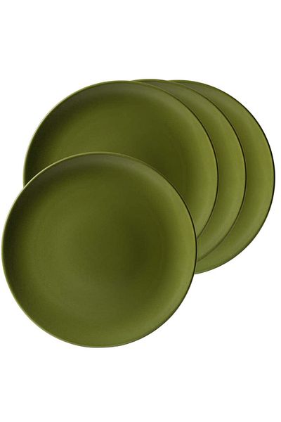 Cesiro Elegance at the Table: Set of 4 Matte Green Dinner Plates