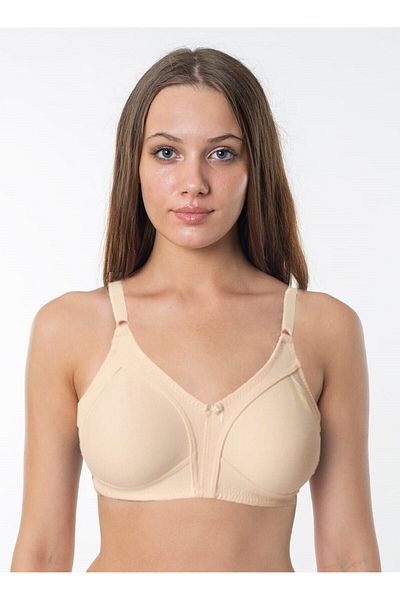 A&K ZÜMRA Women's Wire-Free Non-Support Combed Cotton Gathering Bra D Cap