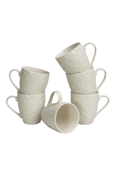 Cesiro Set 6 cani cu frunze Albe, 370 ml